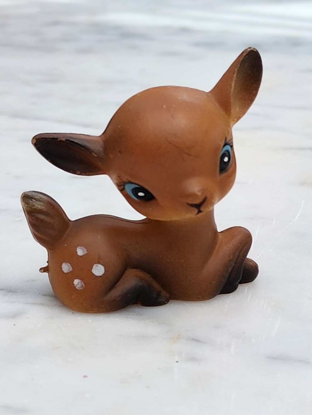 Vtg Anthropomorphic Kawaii Deer Figure Plastic Woodland Big Eyed Christmas